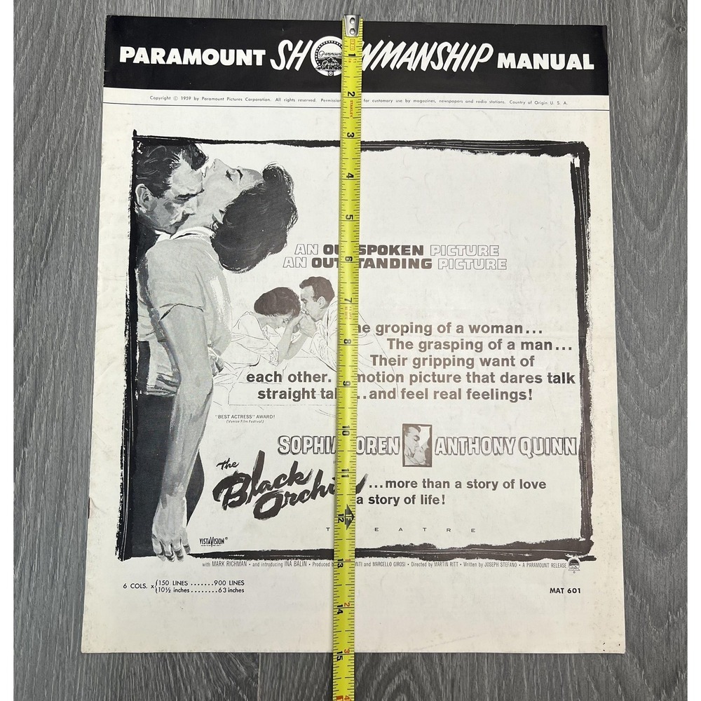 Vtg 1959 The Black Orchid Movie Pressbook Paramount Showmanship Manual Sophia - Picture 9 of 10